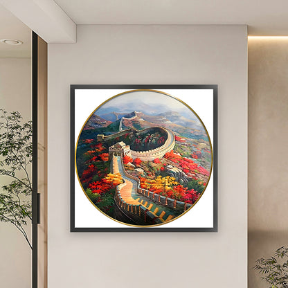 Round Version Of The Great Wall - 11CT Stamped Silk Cross Stitch 60*60CM