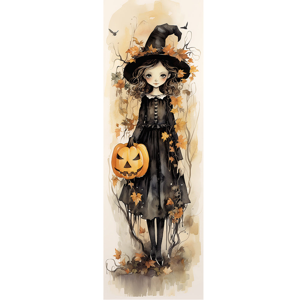 Witch And Pumpkin - 11CT Stamped Cross Stitch 30*90CM