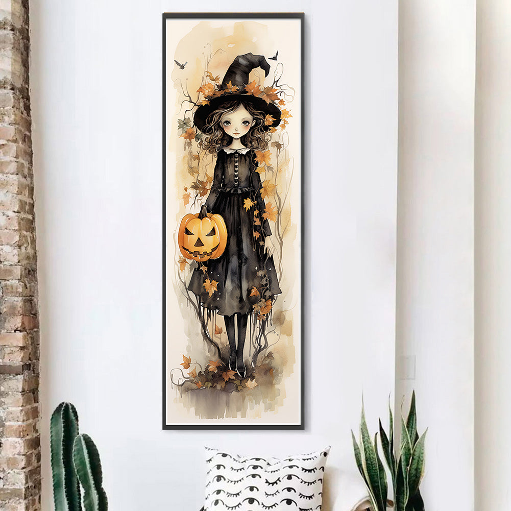 Witch And Pumpkin - 11CT Stamped Cross Stitch 30*90CM