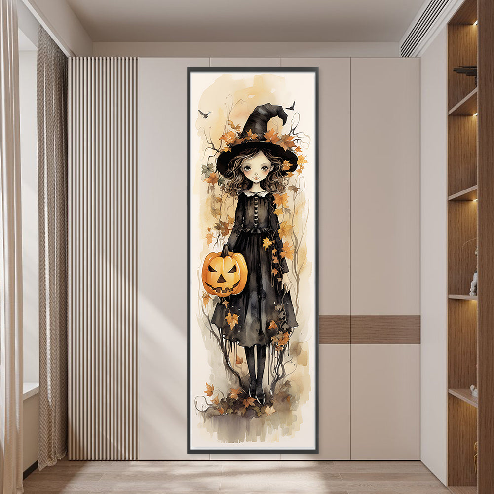 Witch And Pumpkin - 11CT Stamped Cross Stitch 30*90CM