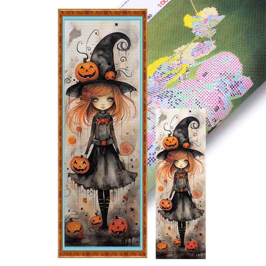 Witch And Pumpkin - 11CT Stamped Cross Stitch 30*90CM