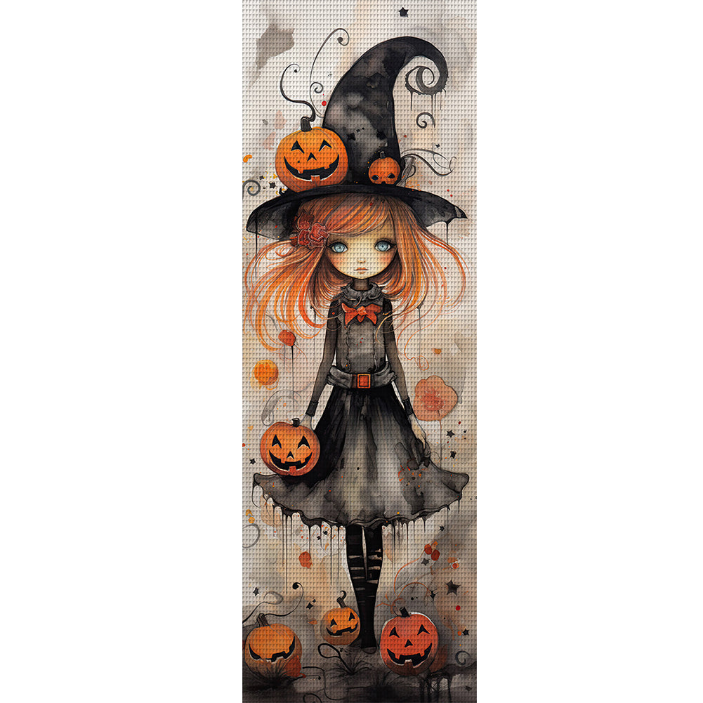 Witch And Pumpkin - 11CT Stamped Cross Stitch 30*90CM