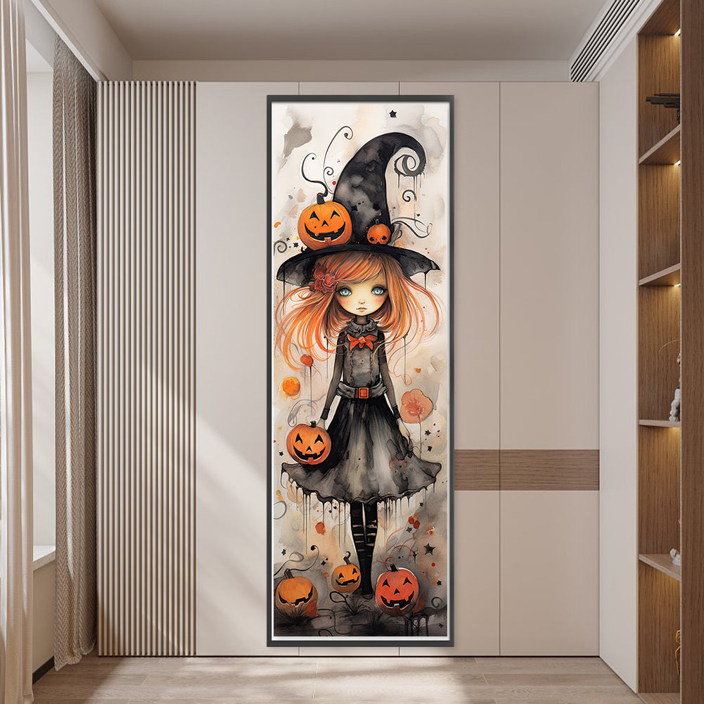 Witch And Pumpkin - 11CT Stamped Cross Stitch 30*90CM