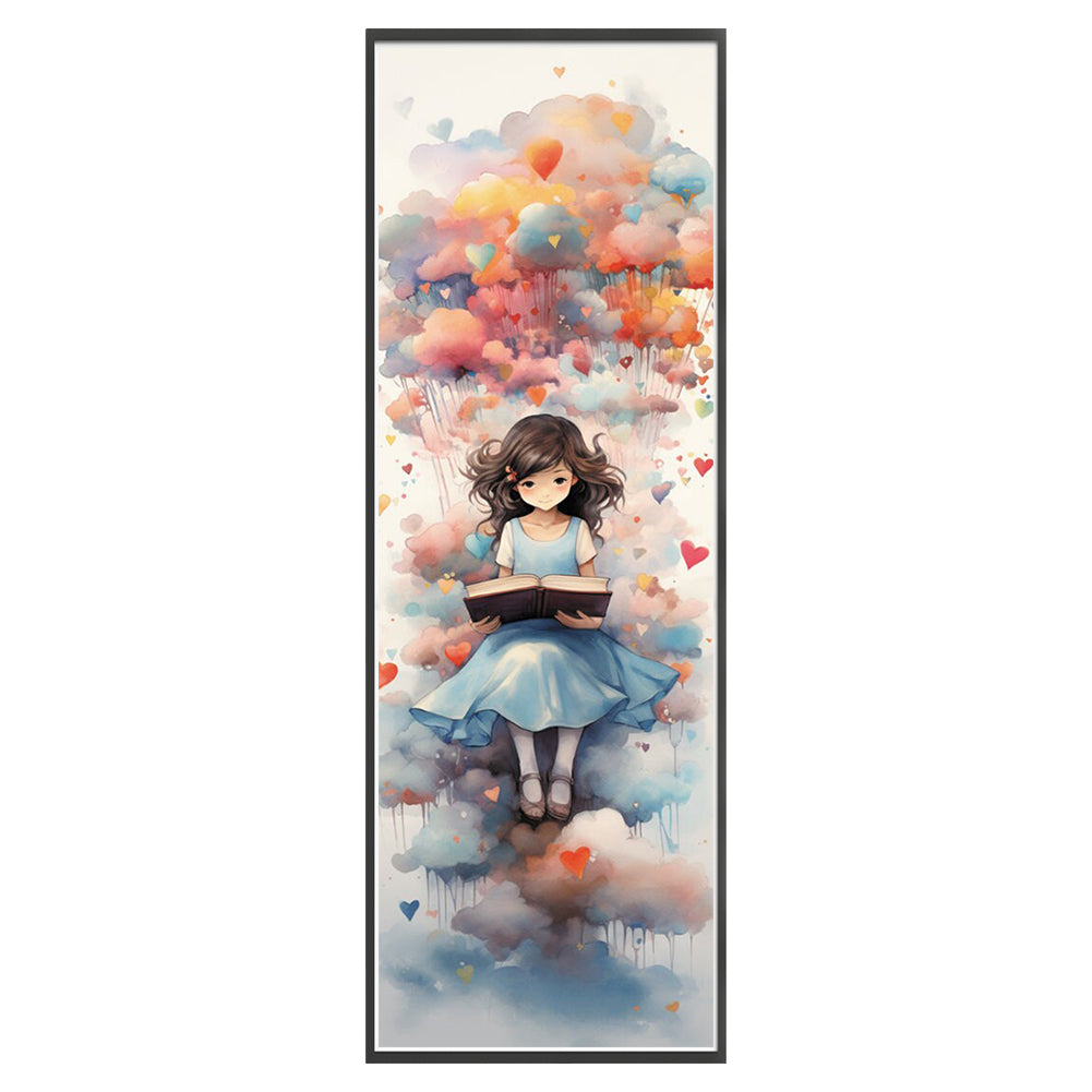 Girl Reading Book - 11CT Stamped Cross Stitch 30*90CM