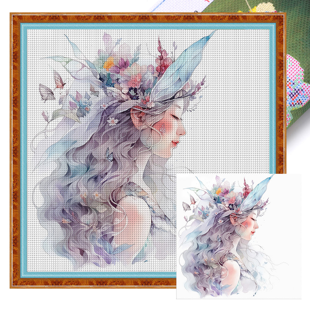 Flower Fairy - 11CT Stamped Cross Stitch 50*50CM