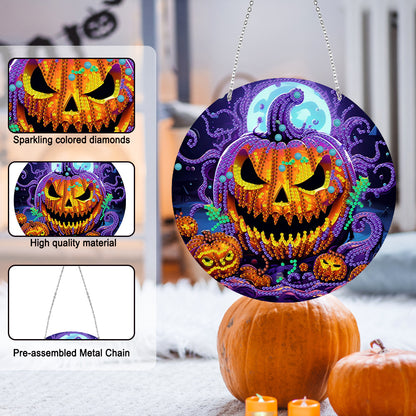 Suncatcher Double Sided Diamond Painting Hanging Decor (Pumpkin Monster)