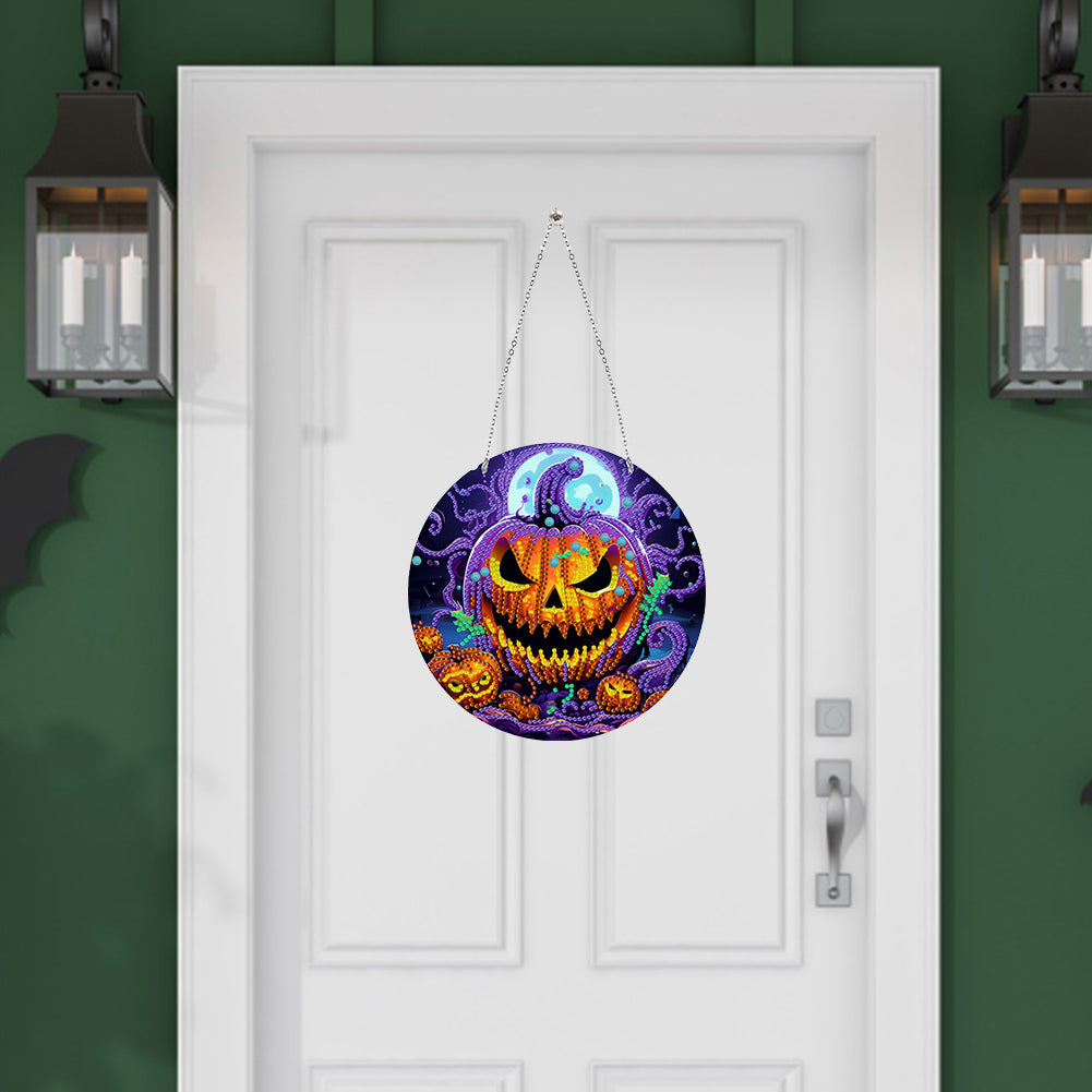 Suncatcher Double Sided Diamond Painting Hanging Decor (Pumpkin Monster)