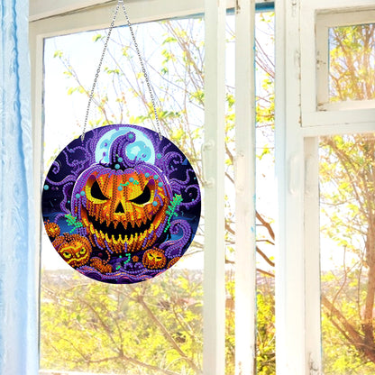 Suncatcher Double Sided Diamond Painting Hanging Decor (Pumpkin Monster)