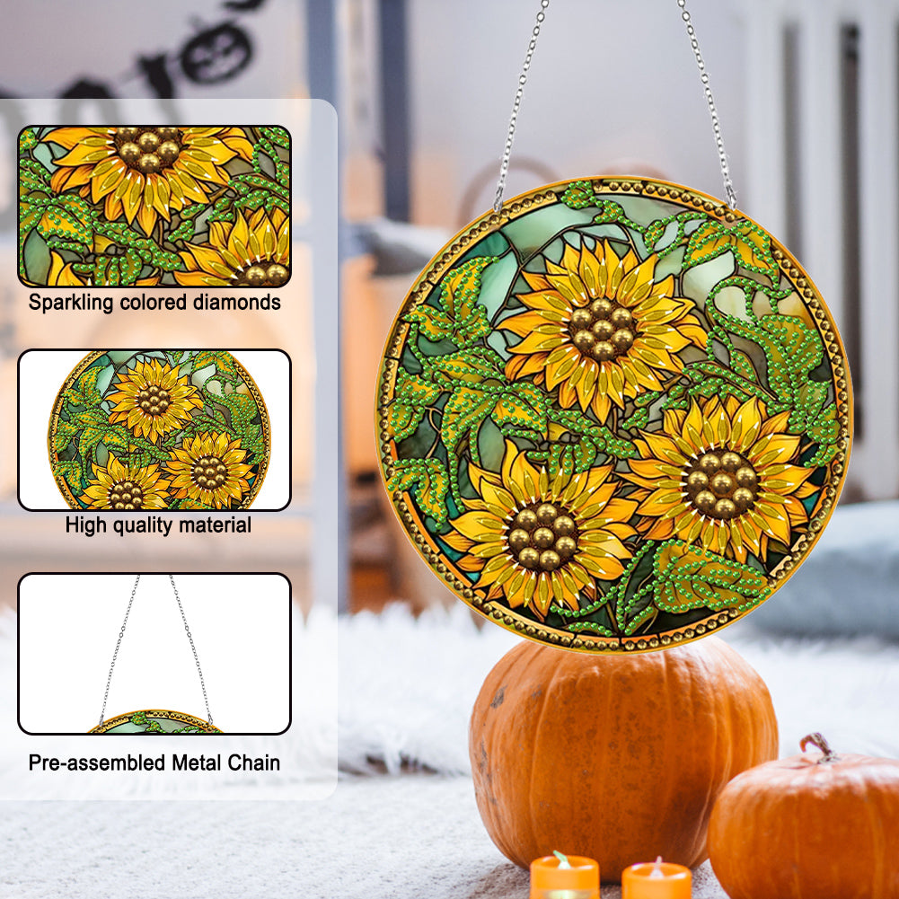 Suncatcher Double Sided Diamond Painting Hanging Decor (Sunflower #6)