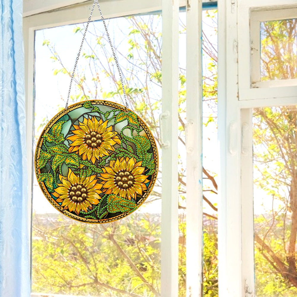 Suncatcher Double Sided Diamond Painting Hanging Decor (Sunflower #6)