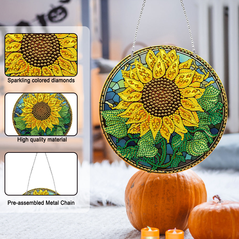 Suncatcher Double Sided Diamond Painting Hanging Decor (Sunflower #7)