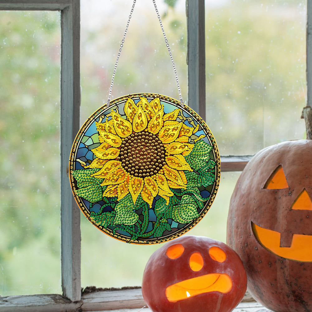 Suncatcher Double Sided Diamond Painting Hanging Decor (Sunflower #7)