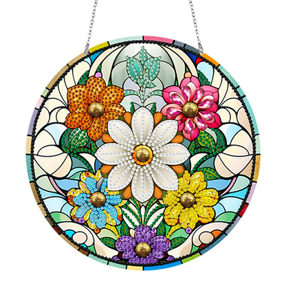 Suncatcher Double Sided Diamond Painting Hanging Decor (Colorful Flower)