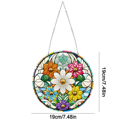 Suncatcher Double Sided Diamond Painting Hanging Decor (Colorful Flower)