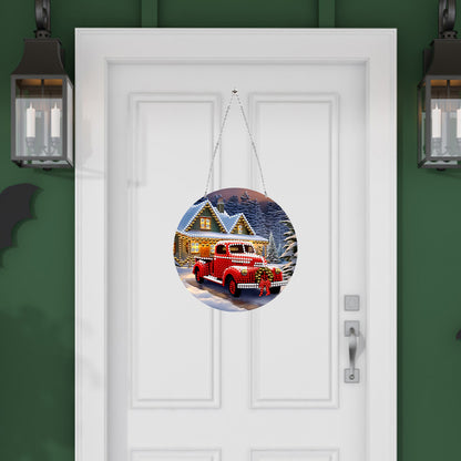 Suncatcher Double Sided Diamond Painting Hanging Decor (Christmas Red Truck)