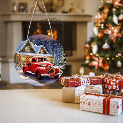 Suncatcher Double Sided Diamond Painting Hanging Decor (Christmas Red Truck)