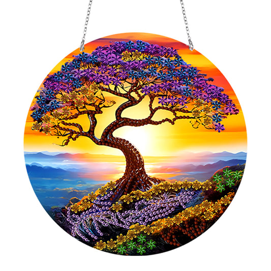Suncatcher Double Sided Diamond Painting Hanging Decor (The Cliff Tree of Life)