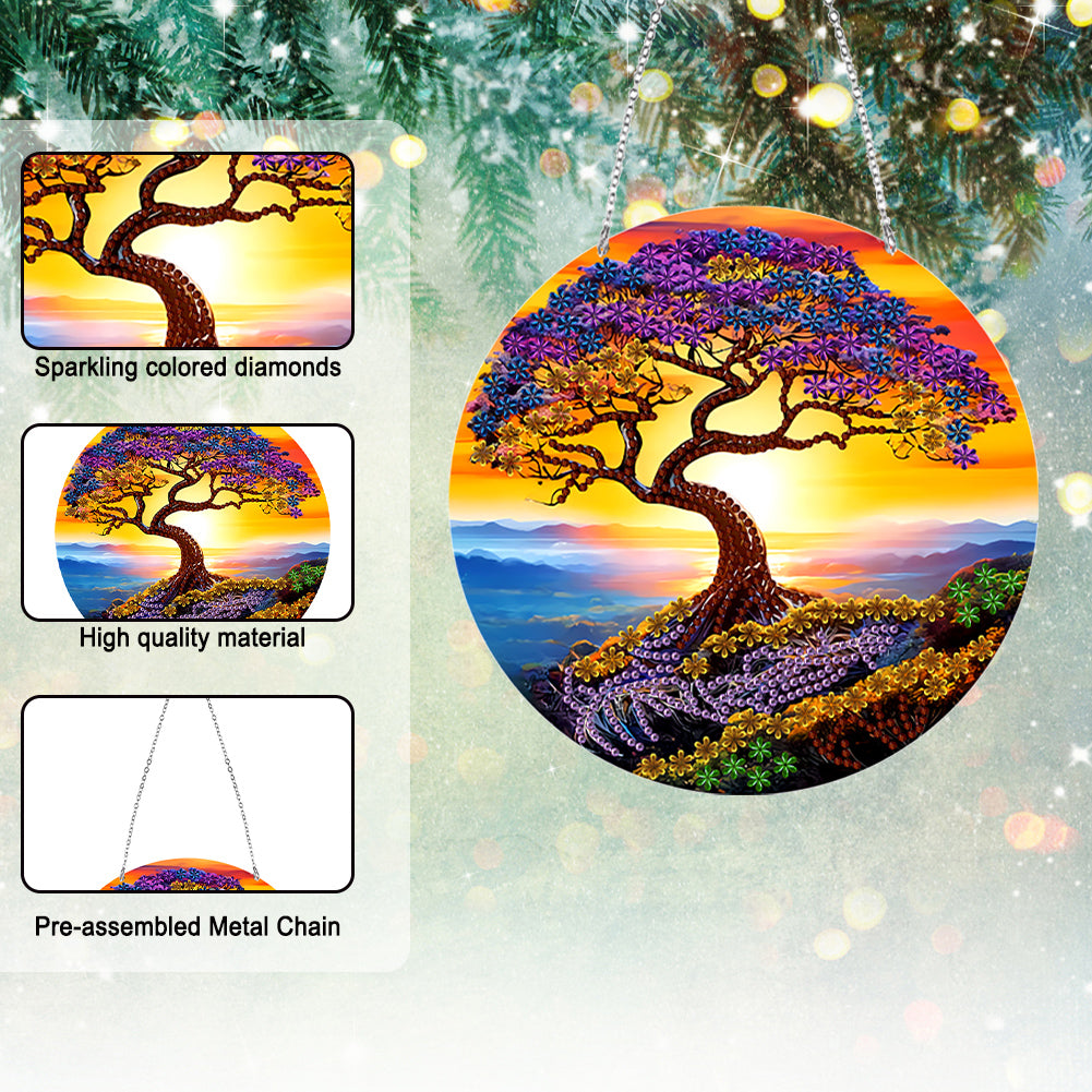 Suncatcher Double Sided Diamond Painting Hanging Decor (The Cliff Tree of Life)