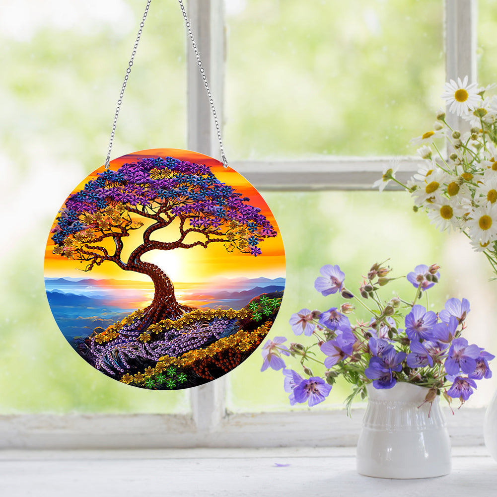 Suncatcher Double Sided Diamond Painting Hanging Decor (The Cliff Tree of Life)