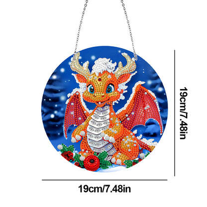 Suncatcher Double Sided Diamond Painting Hanging Decor (Christmas Dragon)