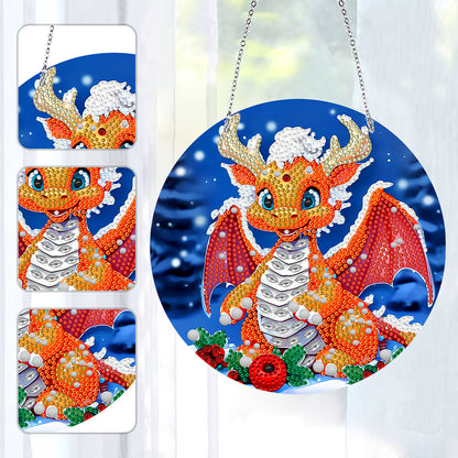 Suncatcher Double Sided Diamond Painting Hanging Decor (Christmas Dragon)