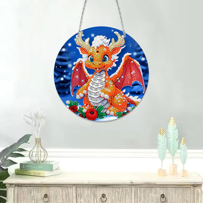 Suncatcher Double Sided Diamond Painting Hanging Decor (Christmas Dragon)