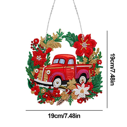 Suncatcher Single Sided Diamond Painting Hanging Decor (Christmas Truck #15)