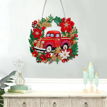 Suncatcher Single Sided Diamond Painting Hanging Decor (Christmas Truck #15)