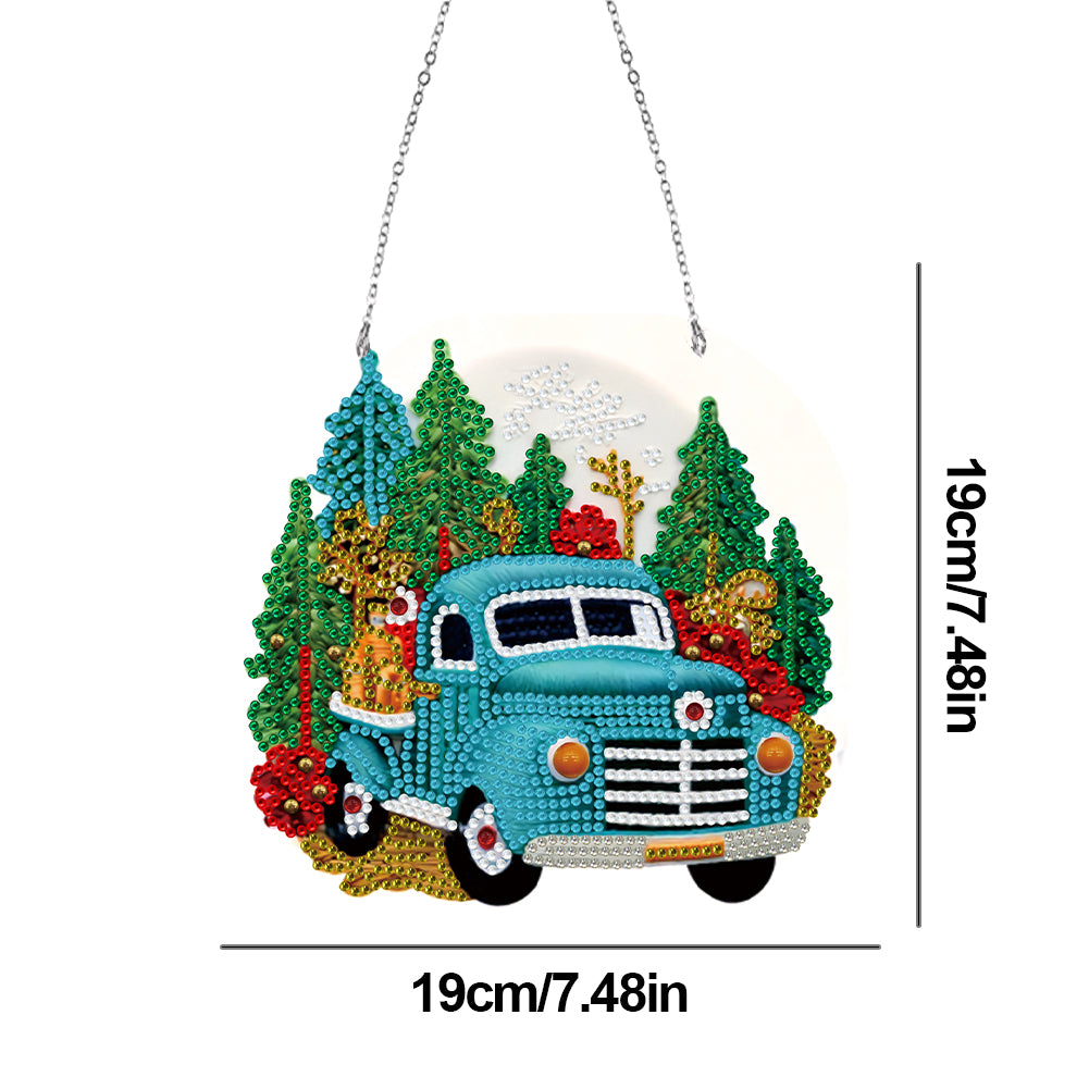 Suncatcher Double Sided Diamond Painting Hanging Decor (Christmas Truck #16)