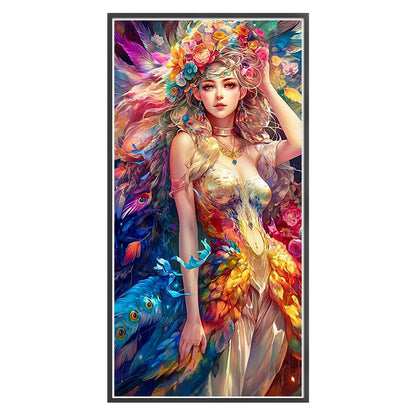 Peacock Girl - 11CT Stamped Cross Stitch 40*80CM