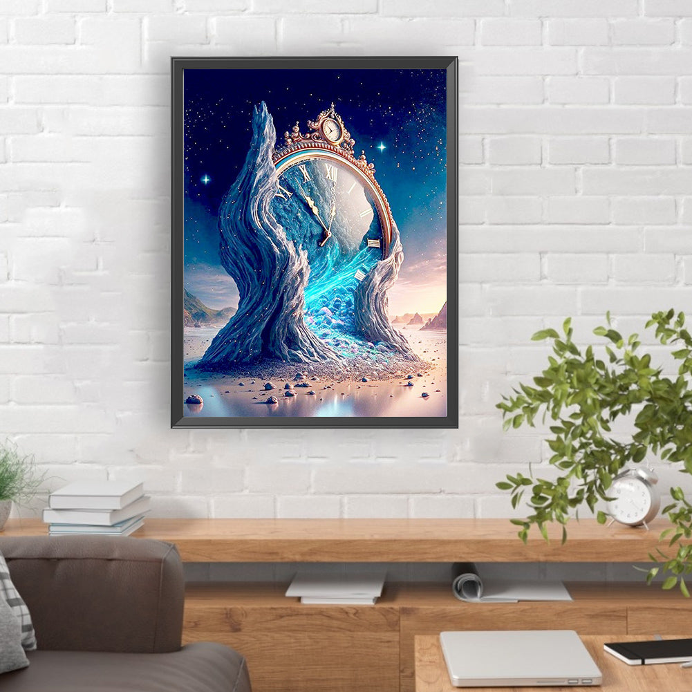 Beach Fantasy Clock - Full Round Drill Diamond Painting 30*40CM