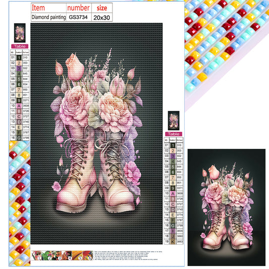 Pink Army Boots - Full Square Drill Diamond Painting 20*30CM