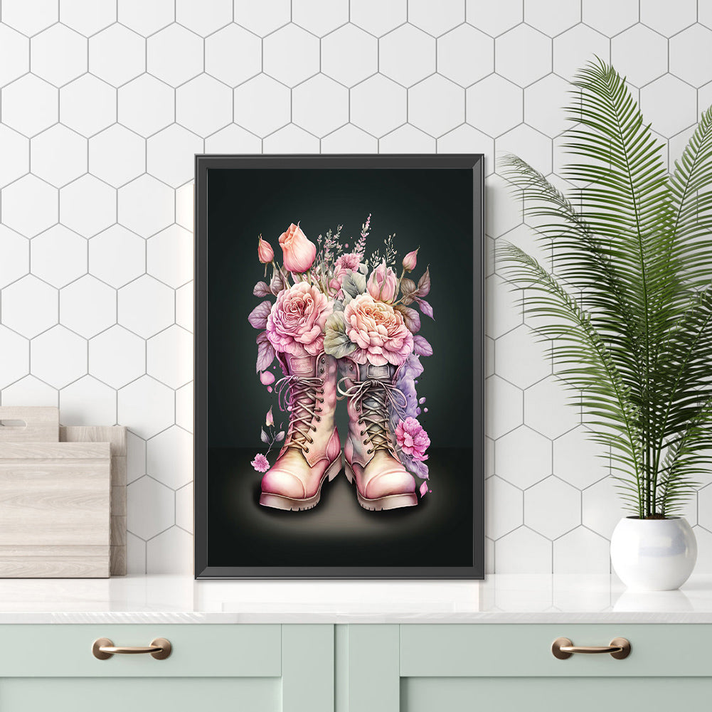 Pink Army Boots - Full Square Drill Diamond Painting 20*30CM