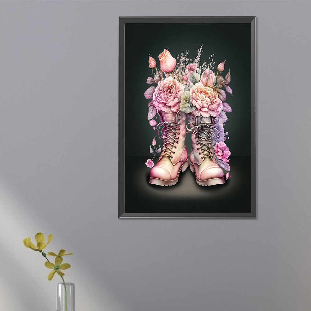 Pink Army Boots - Full Square Drill Diamond Painting 20*30CM