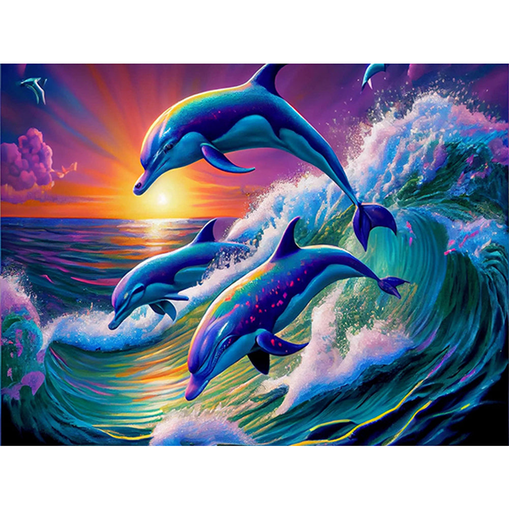 Dolphin - Full Square Drill Diamond Painting 40*30CM