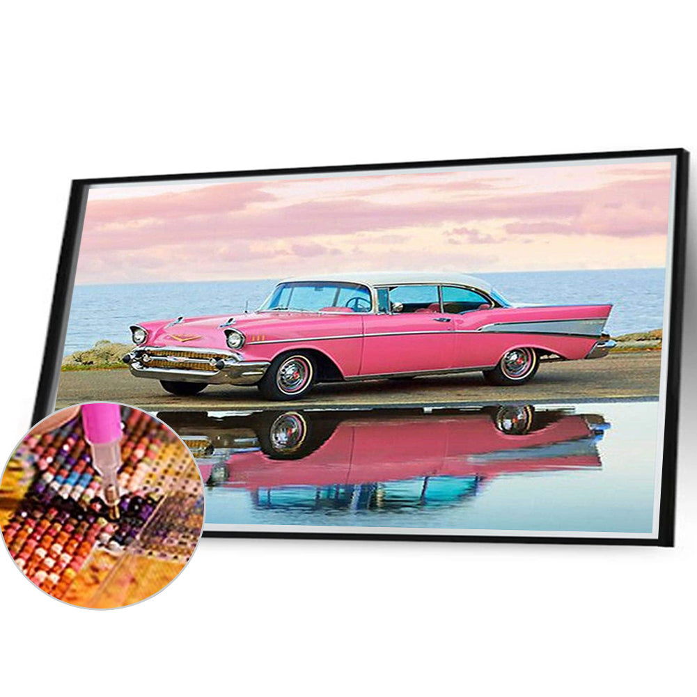 Pink Sports Car - Full Square Drill Diamond Painting 40*30CM