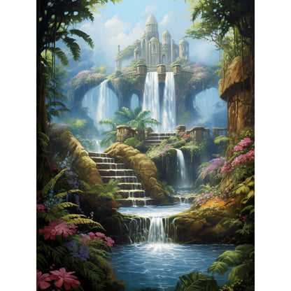 Waterfall View - Full Round Drill Diamond Painting 30*40CM