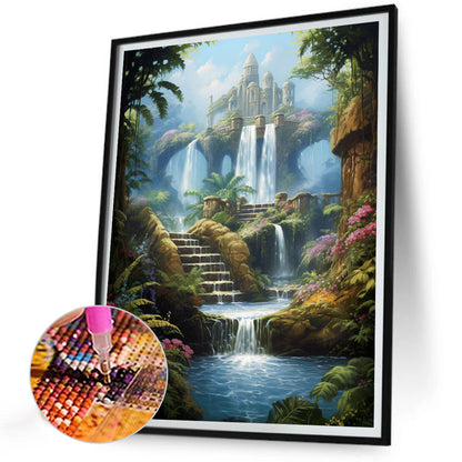 Waterfall View - Full Round Drill Diamond Painting 30*40CM