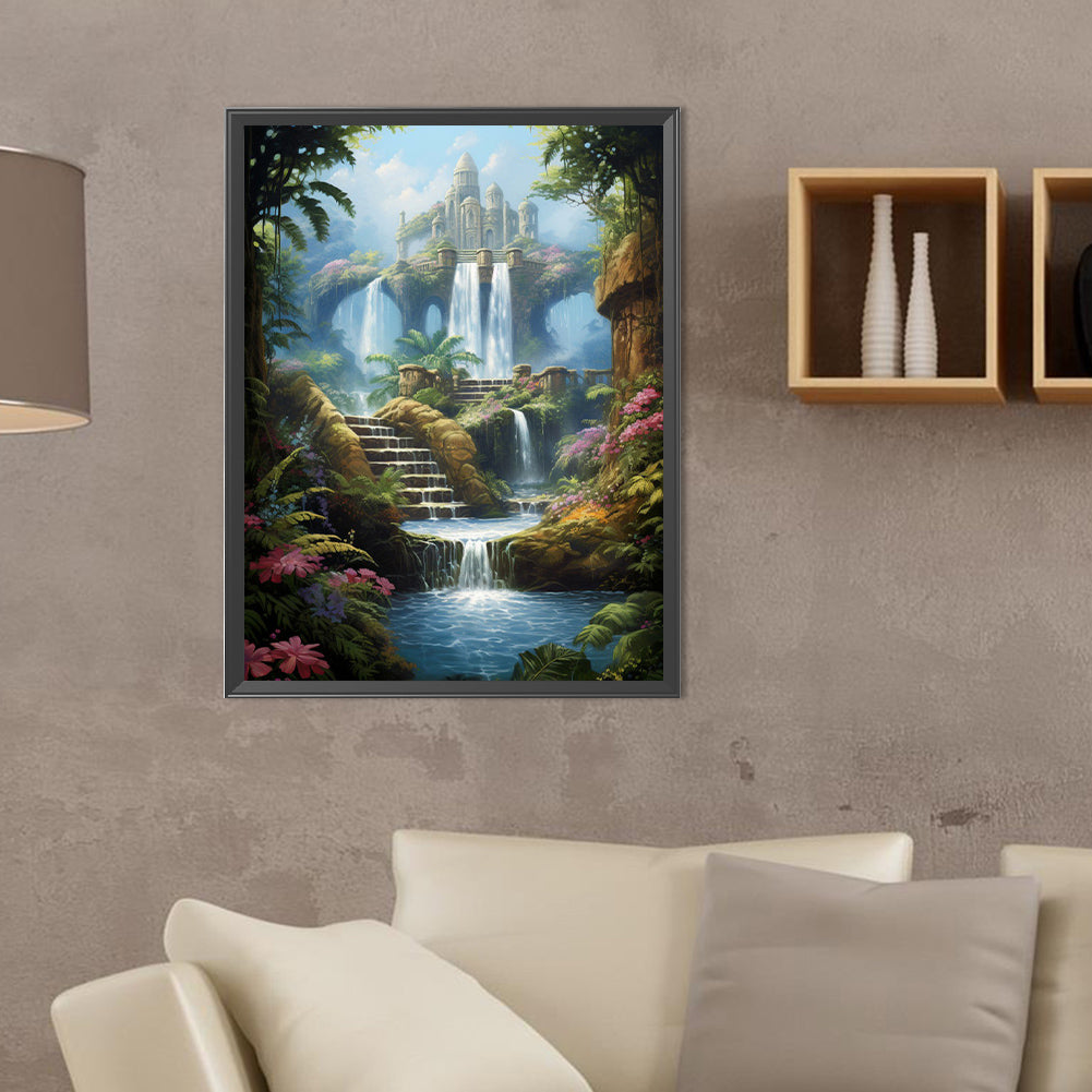 Waterfall View - Full Round Drill Diamond Painting 30*40CM