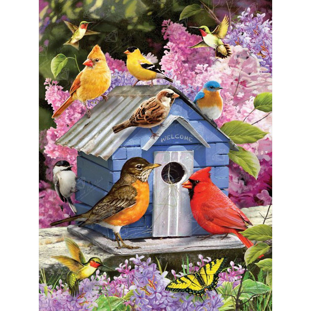 Cardinal Bluebird - Full Round Drill Diamond Painting 30*40CM