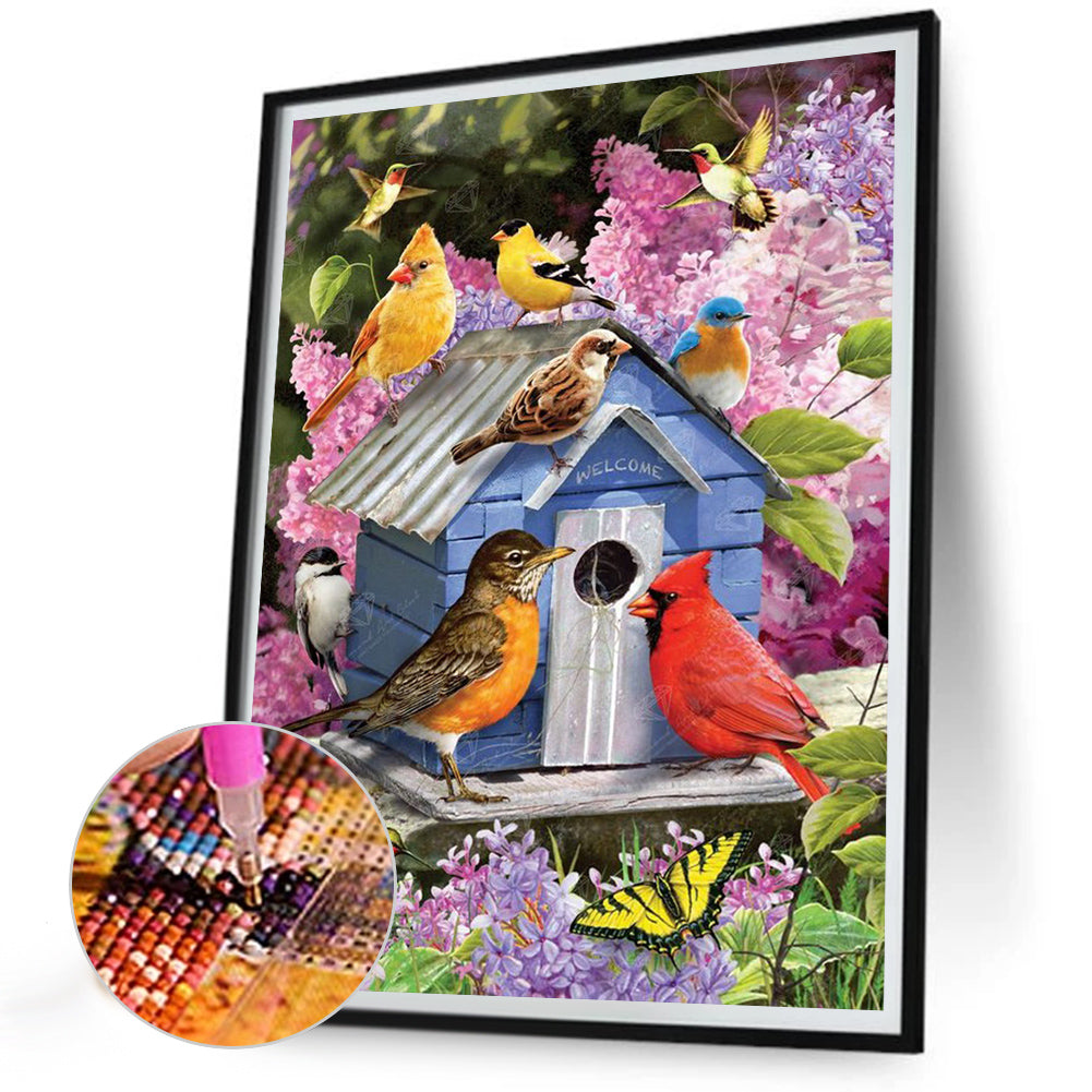 Cardinal Bluebird - Full Round Drill Diamond Painting 30*40CM