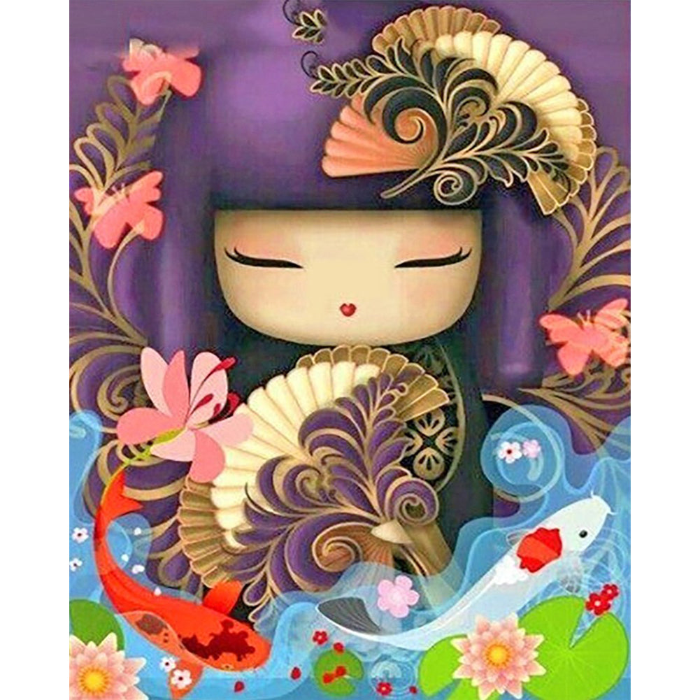 Japanese Girl - 11CT Stamped Cross Stitch 40*50CM