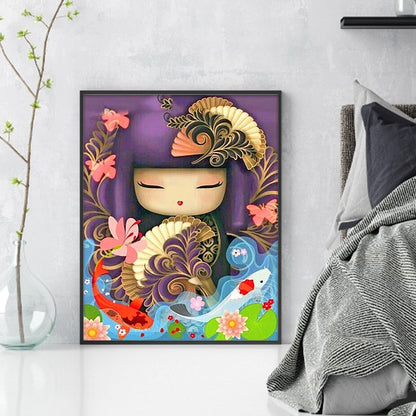 Japanese Girl - 11CT Stamped Cross Stitch 40*50CM