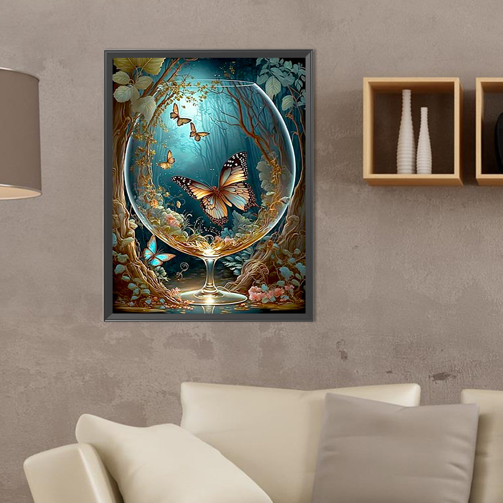 Butterfly In Cup - Full Round Drill Diamond Painting 30*40CM
