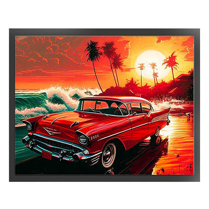 Car Under Sunset - 11CT Stamped Cross Stitch 50*40CM