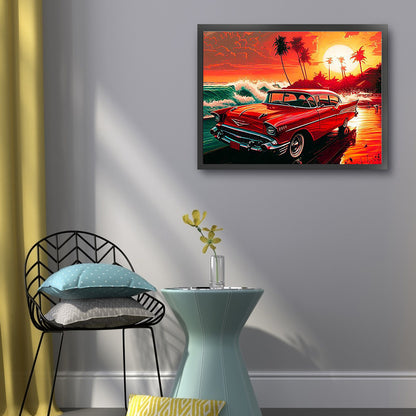 Car Under Sunset - 11CT Stamped Cross Stitch 50*40CM