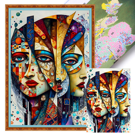 Abstract Painting - Human Face - 11CT Stamped Cross Stitch 40*60CM