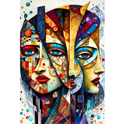 Abstract Painting - Human Face - 11CT Stamped Cross Stitch 40*60CM