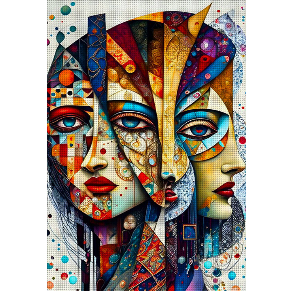 Abstract Painting - Human Face - 11CT Stamped Cross Stitch 40*60CM