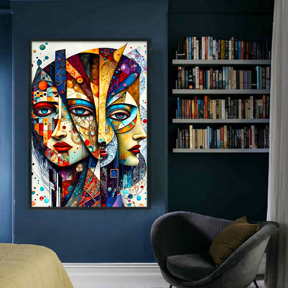 Abstract Painting - Human Face - 11CT Stamped Cross Stitch 40*60CM